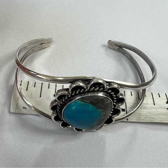 Vintage Navajo Blue Carico Lake Turquoise Bracelet - Picture 9 of 11